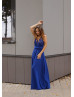 Royal Blue Jersey Full Length Bridesmaid Dress